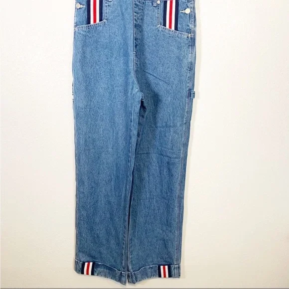 Deadstock Vintage Revolt Jeans Blue Denim Overalls with Stripe Accents - Picture 5 of 11
